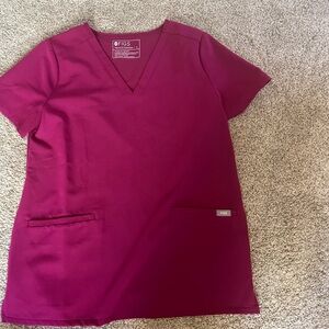FIGS Burgundy Scrub Top